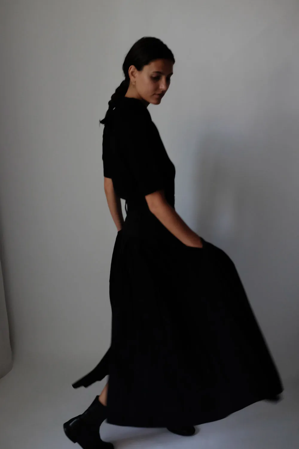 0057_BLACK RENE LEZARD PLEATED HIGH WAIST SKIRT