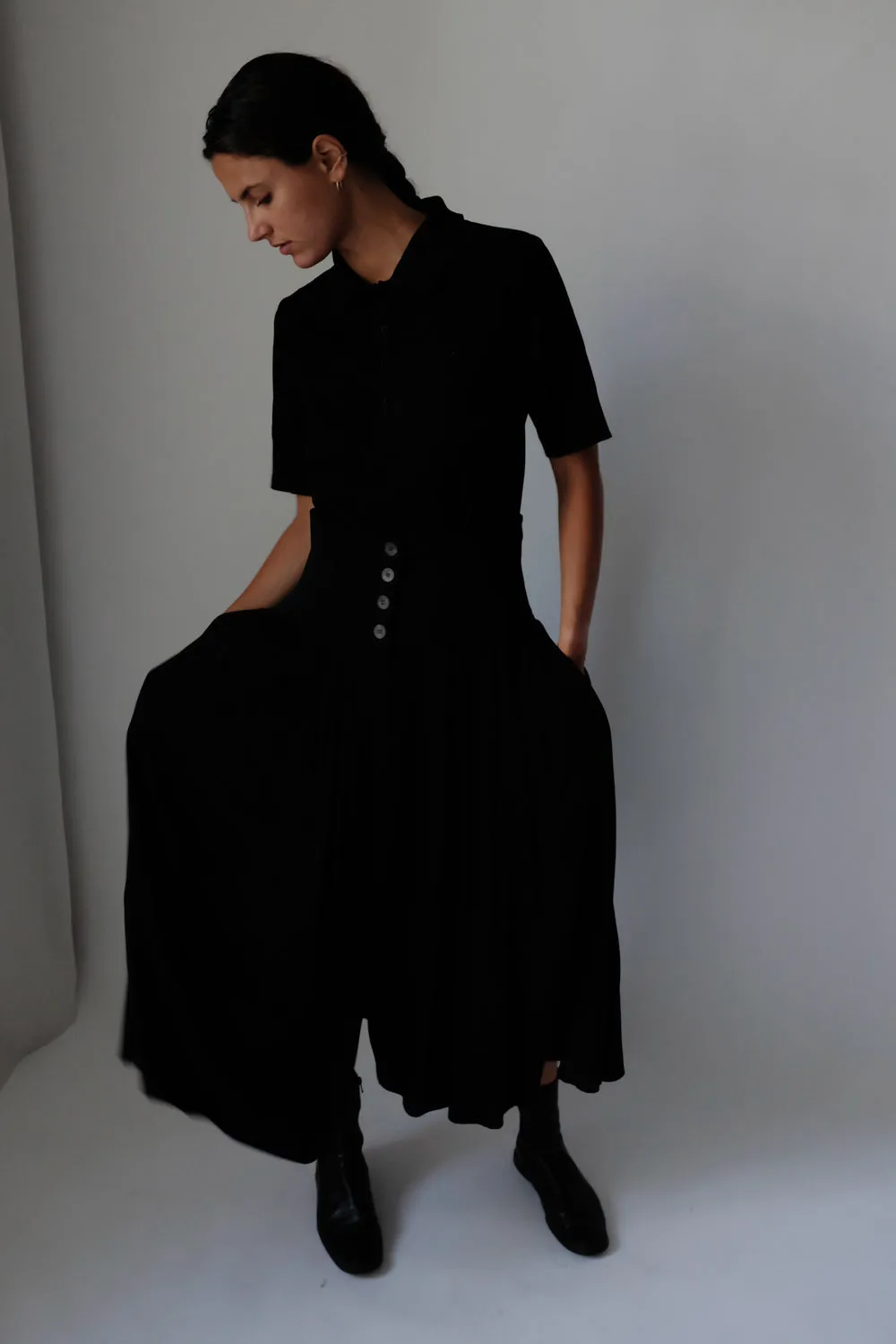 0057_BLACK RENE LEZARD PLEATED HIGH WAIST SKIRT