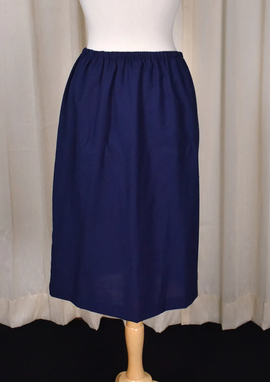 1940s Style Navy Peplum Skirt Suit