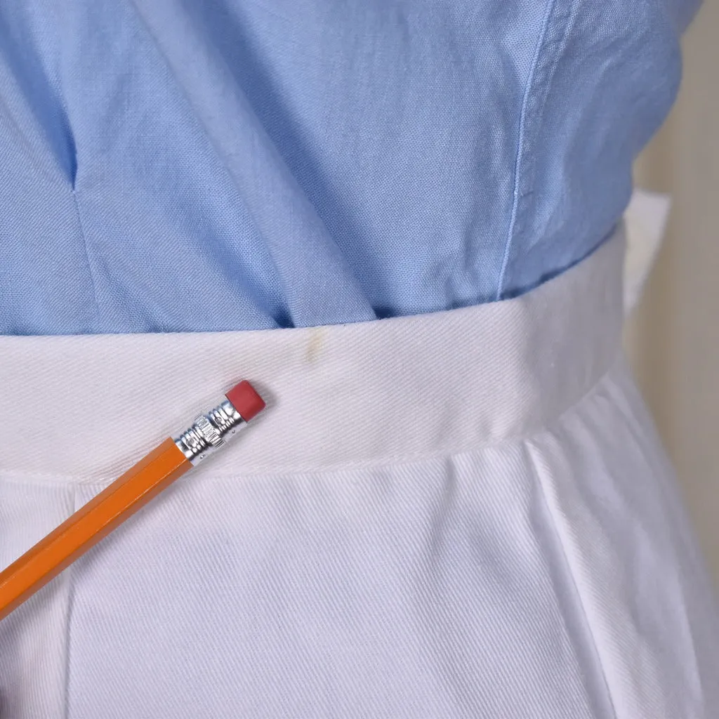 1950s Style White Button Back Pencil Skirt