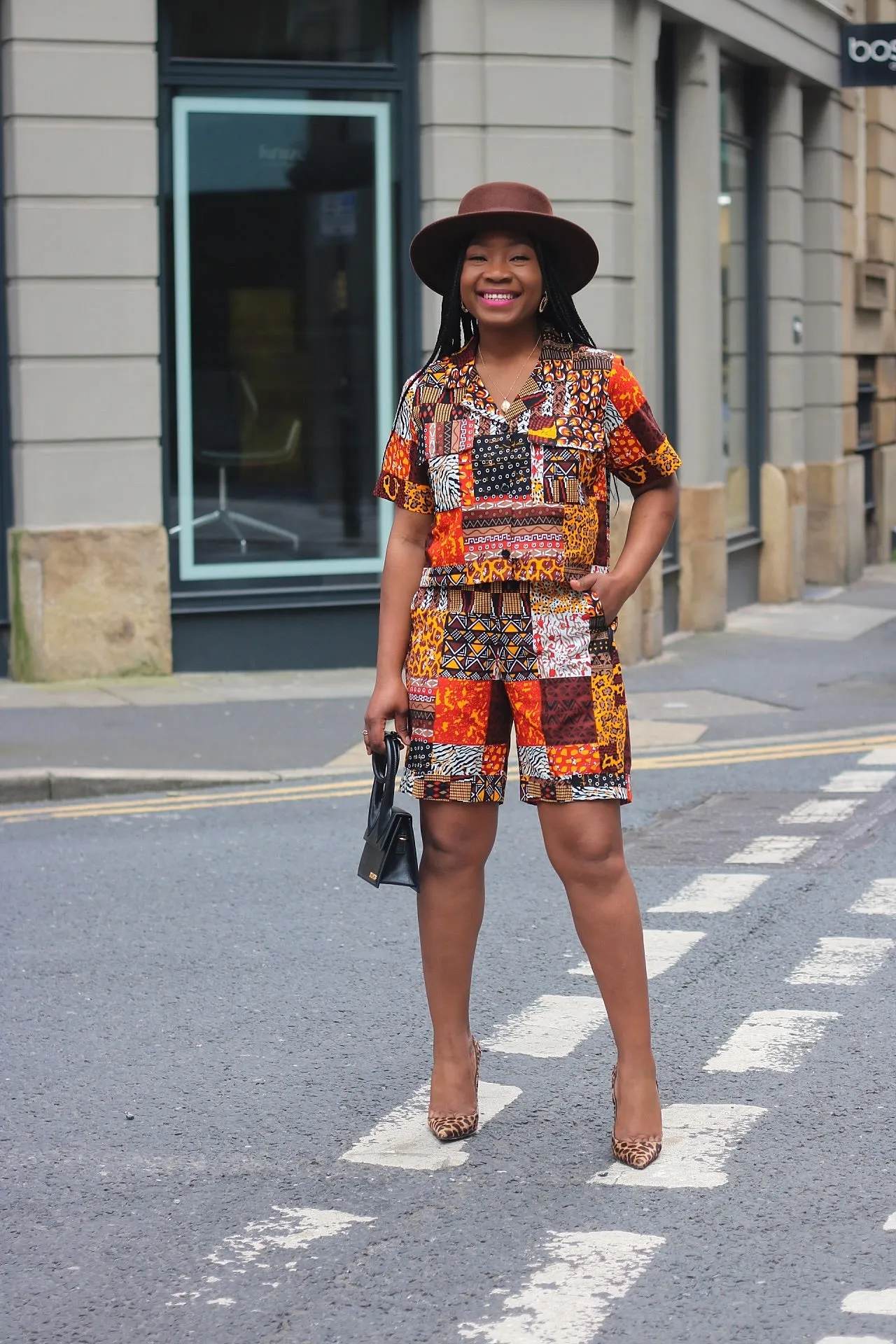 2 Pc African Print  Crop Top and Shorts Set- Hamdi