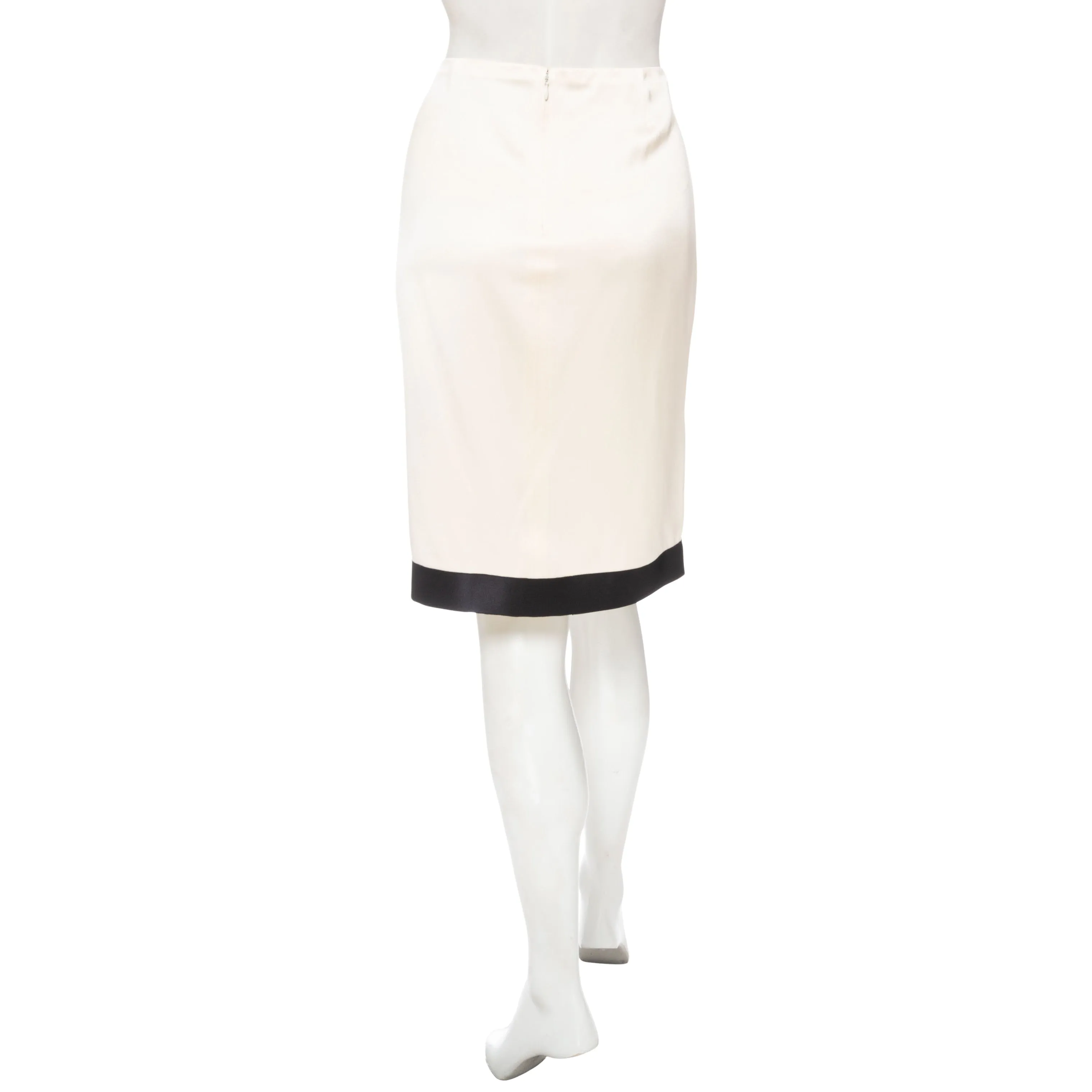 2003 White and Black Trim Silk CC Skirt