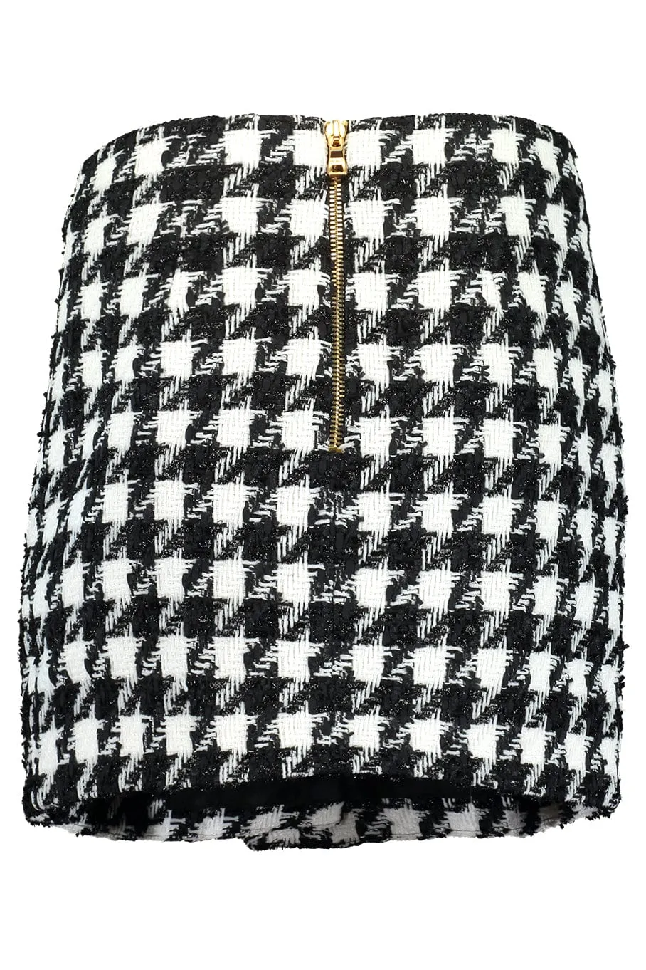 5 Button Houndstooth Tweed Skirt