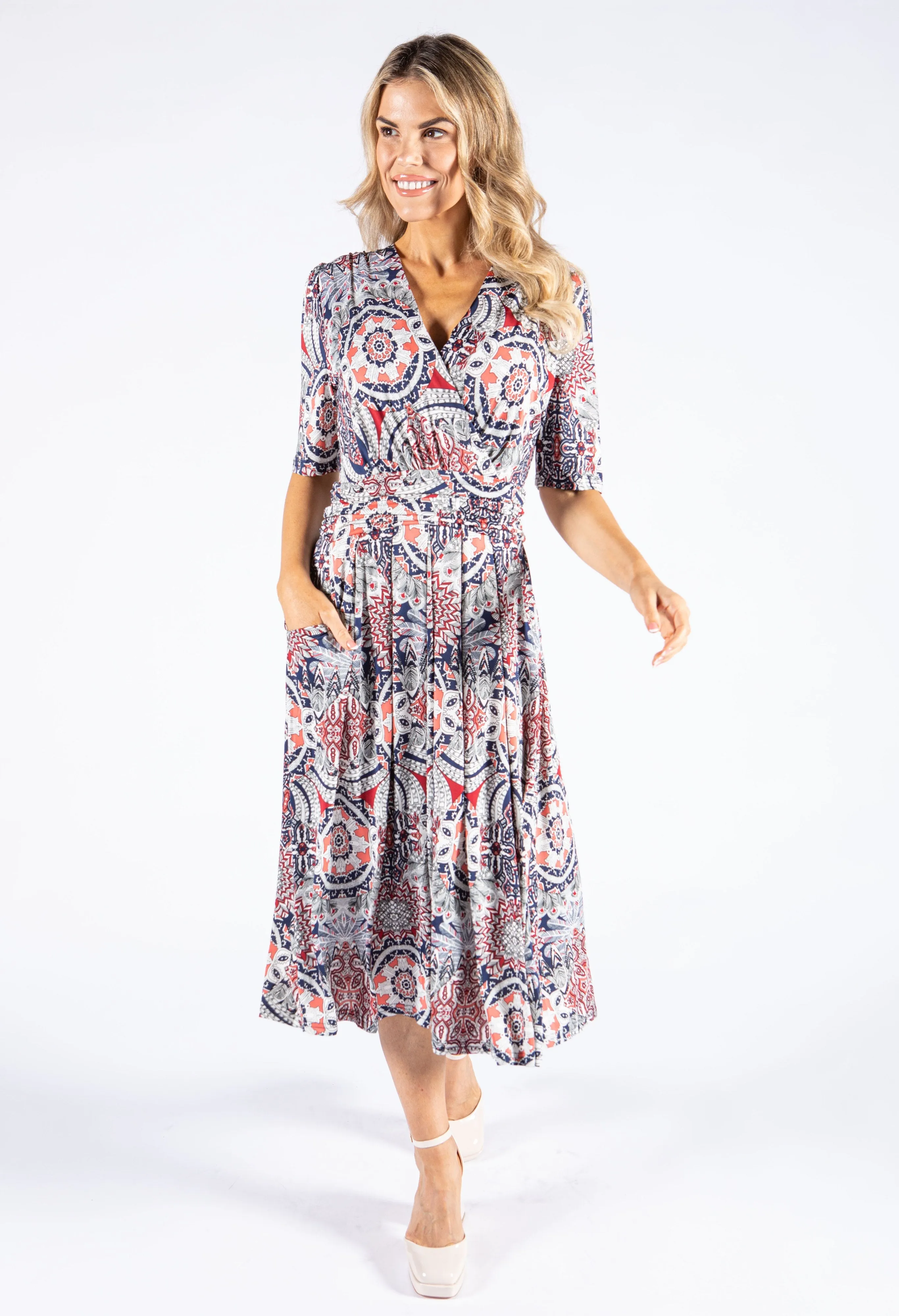 Abstract Print Midi Dress