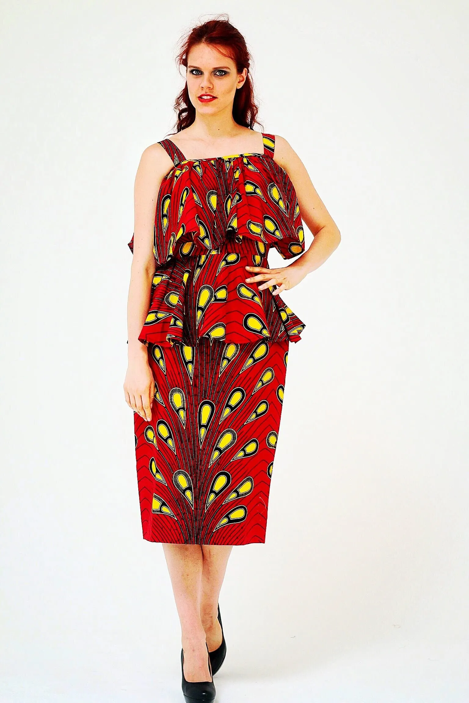 African Print Ankara batik Peplum Top