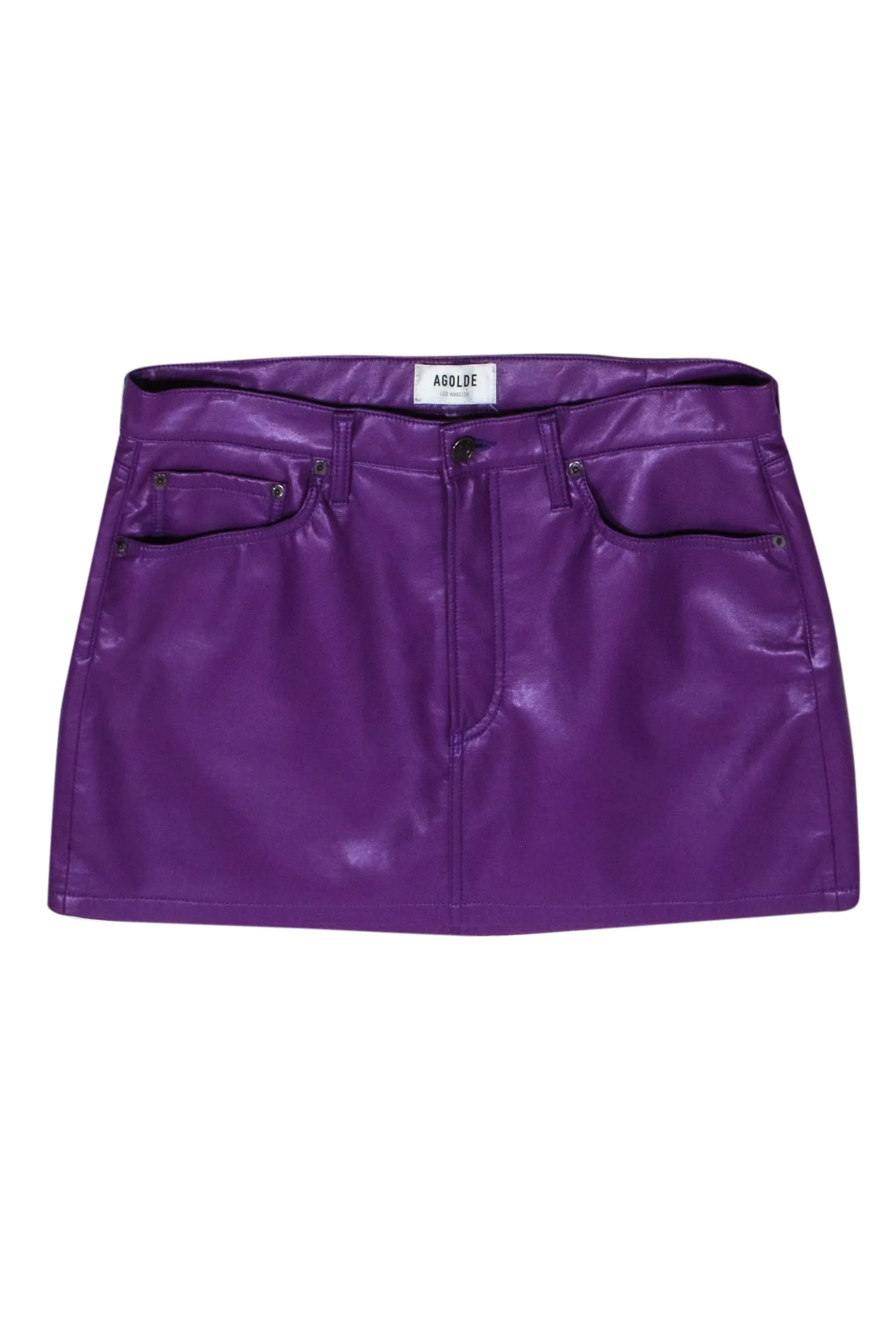 Agolde - Purple Recycled Leather Mini Skirt Sz 10