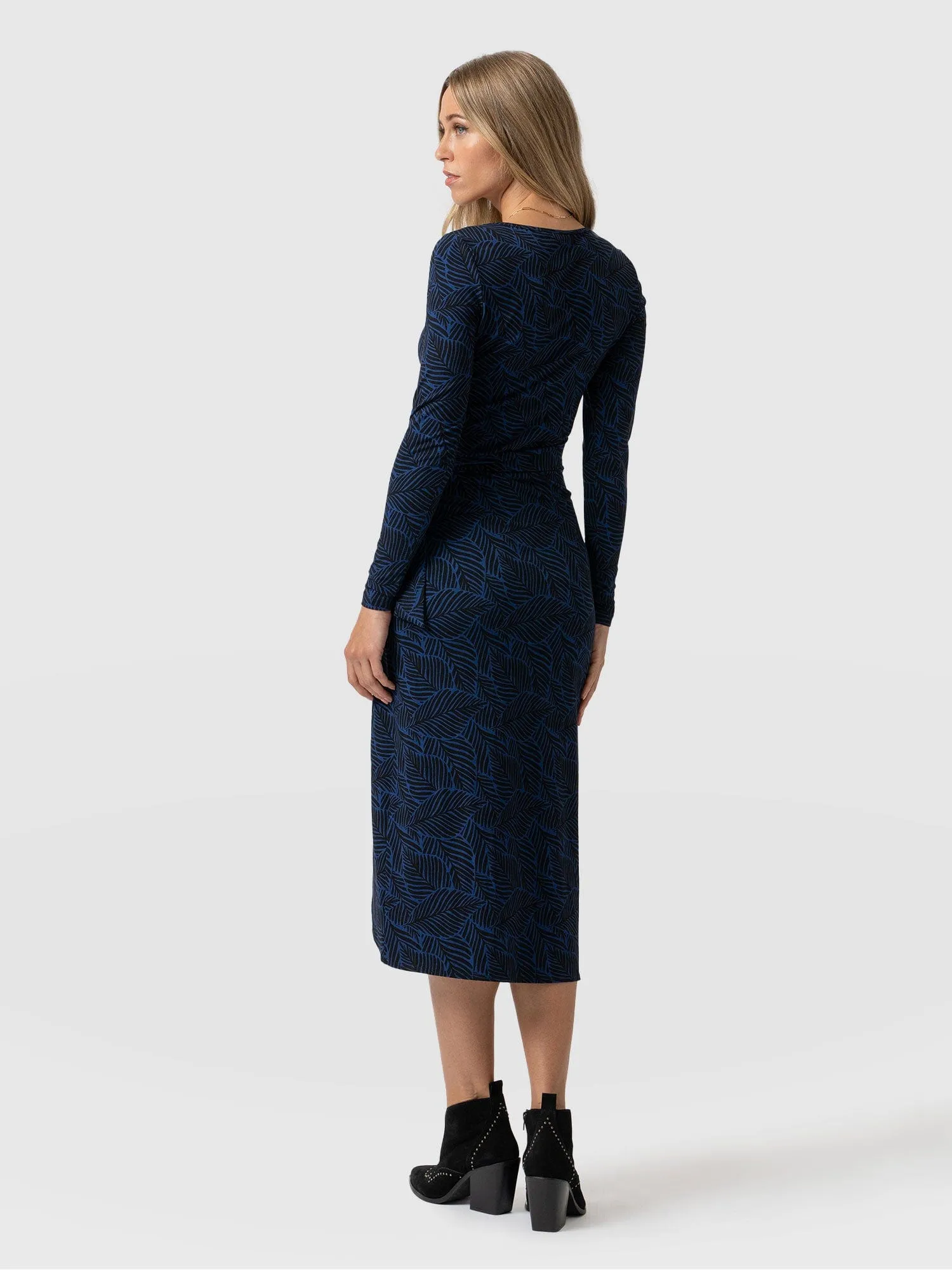 Amelia Wrap Dress - Blue Leaf