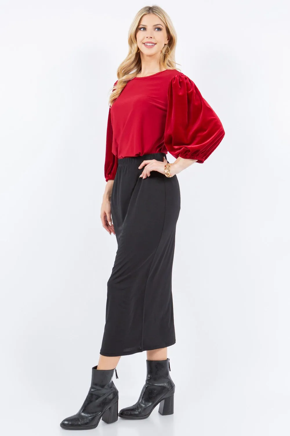 Amy Black Pencil Skirt-Regular & Plus)