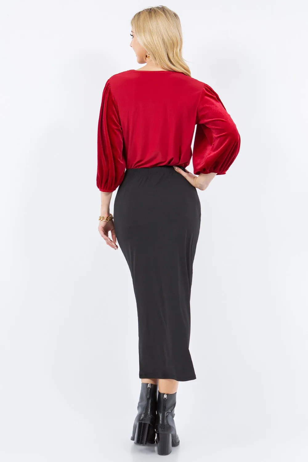 Amy Black Pencil Skirt-Regular & Plus)