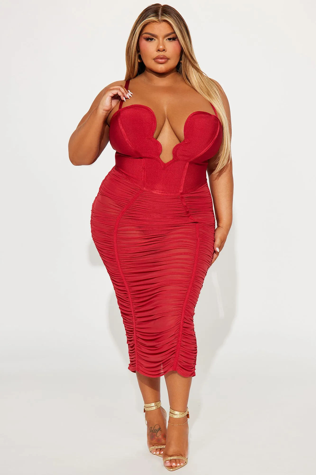 Analise Bandage Midi Dress - Red