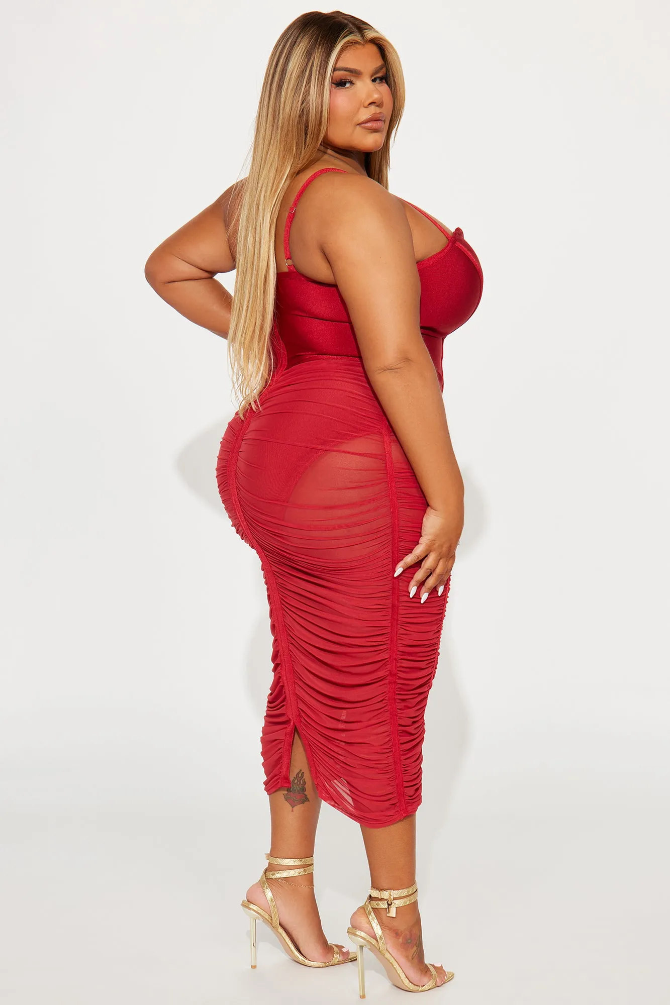 Analise Bandage Midi Dress - Red