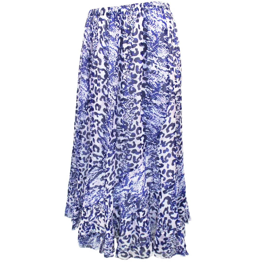 Animal Print Crinkle Midi Skirt