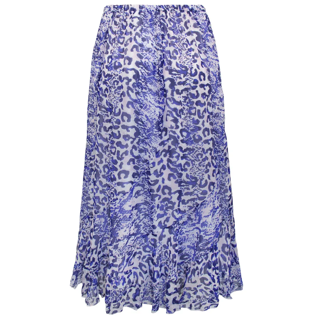 Animal Print Crinkle Midi Skirt