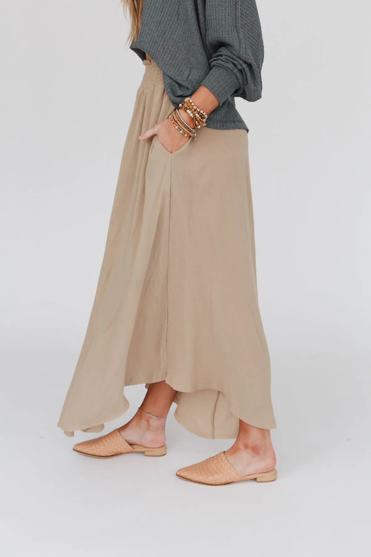 Anything Goes Maxi Skirt - Taupe