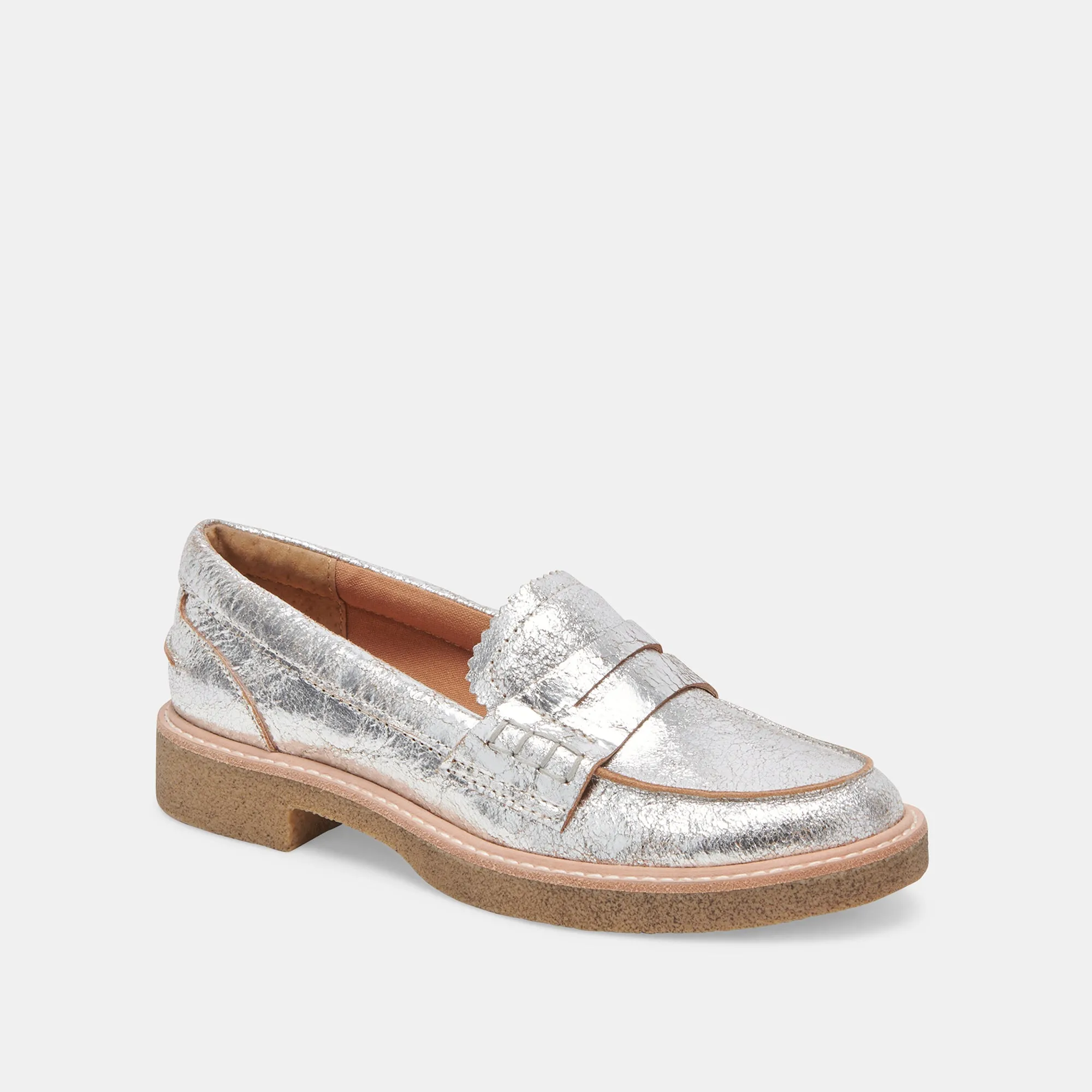 ARABEL LOAFERS SILVER DISTRESSED LEATHER