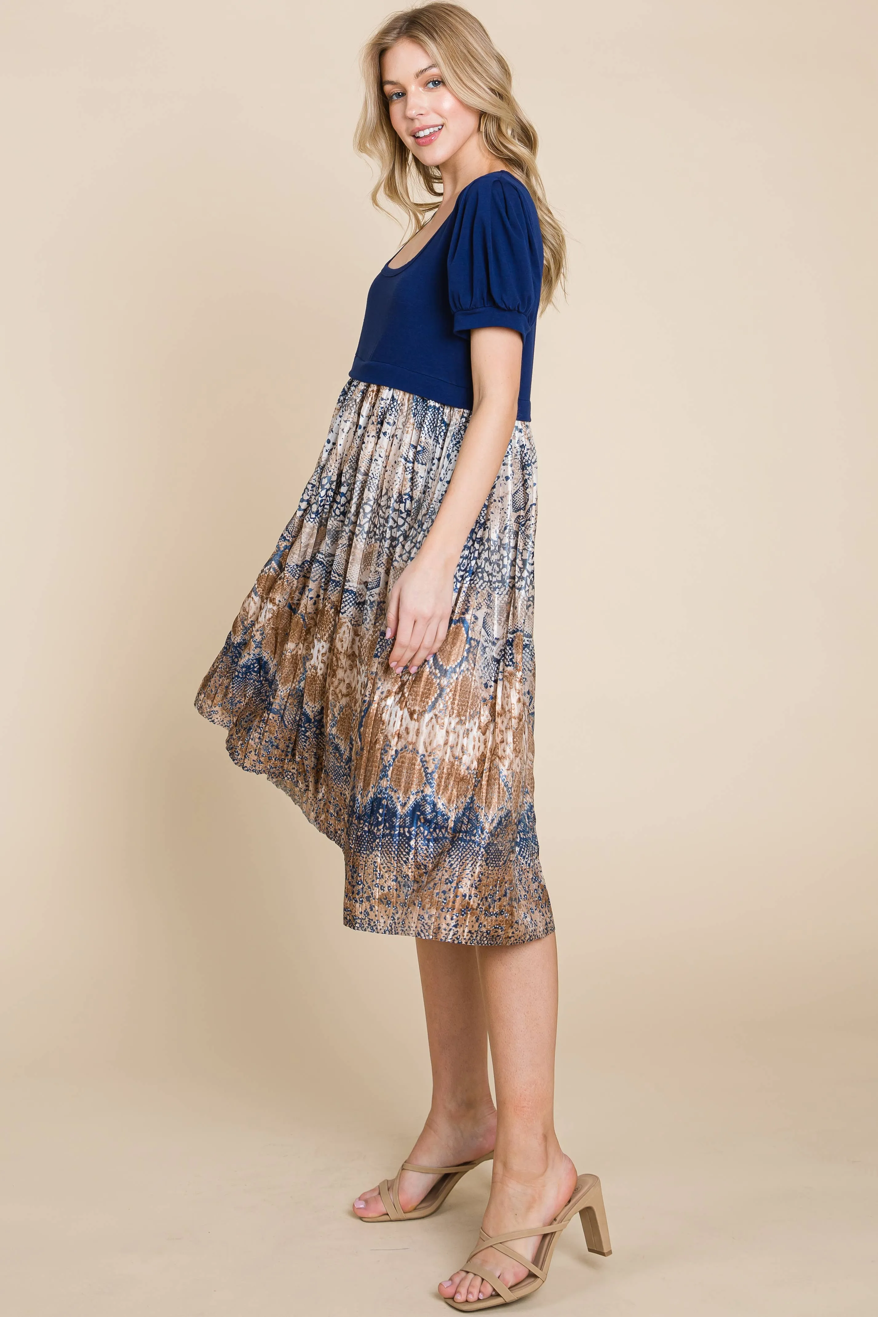 Aria Snakeskin Printed Knee Length Dress