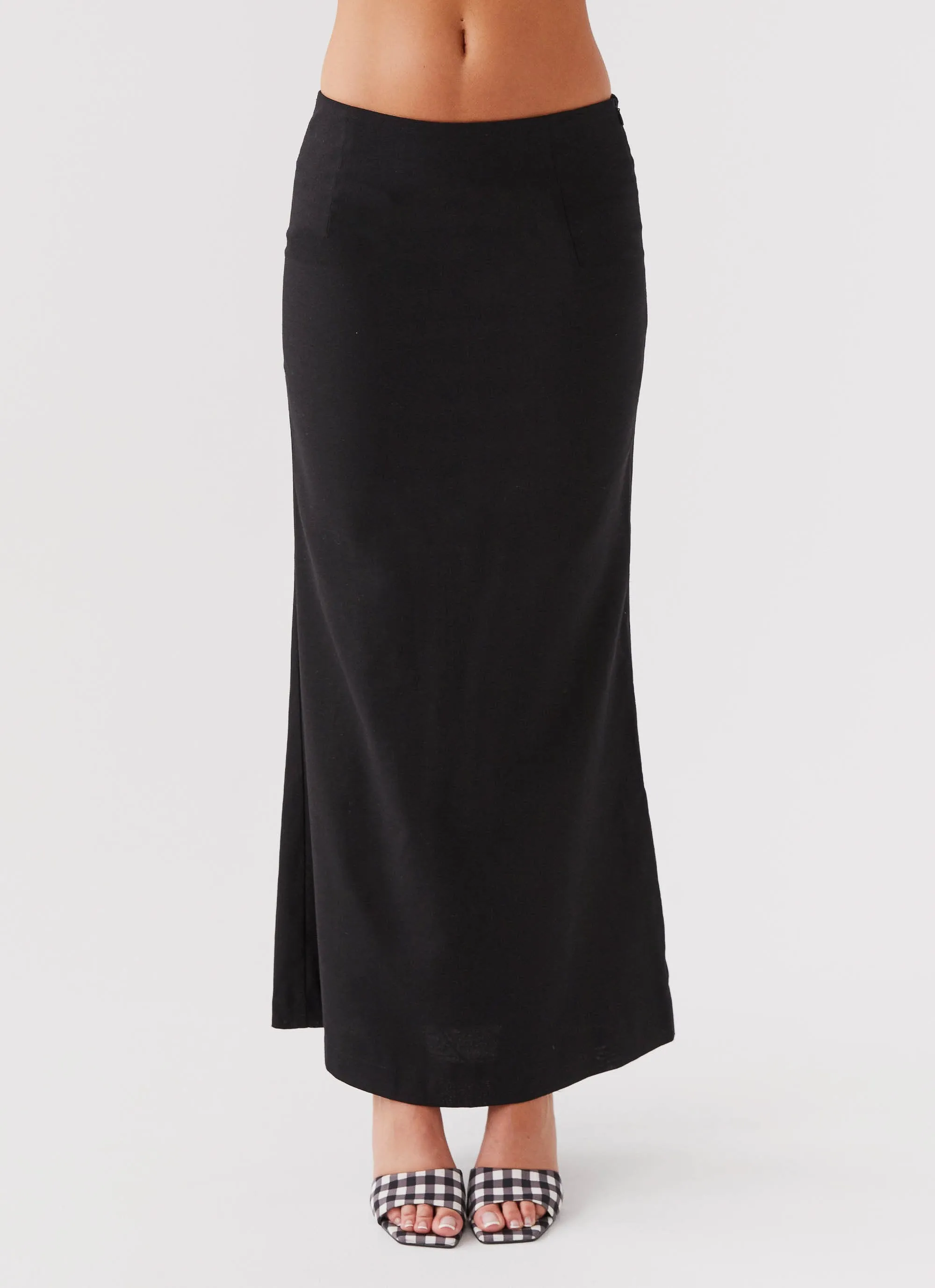 Ariana Linen Maxi Skirt - Black