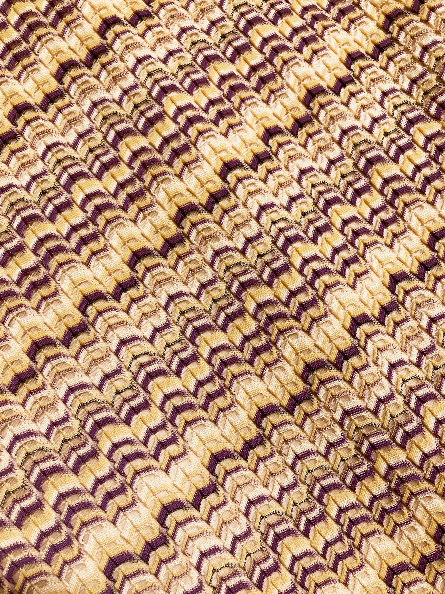 A/T Atsuro Tayama gold and purple herringbone pattern knee length skirt