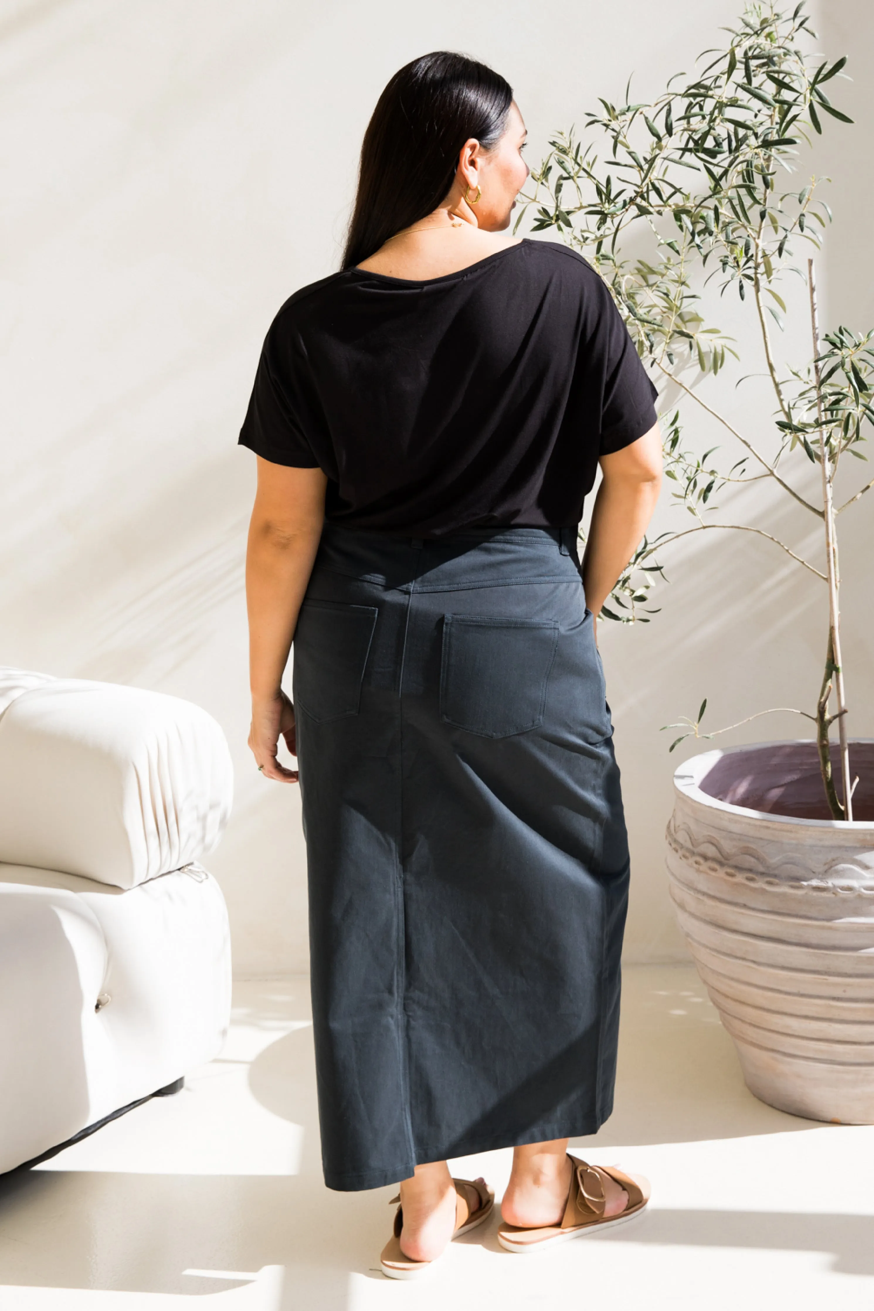 Audrey Maxi Skirt in Mid Charcoal