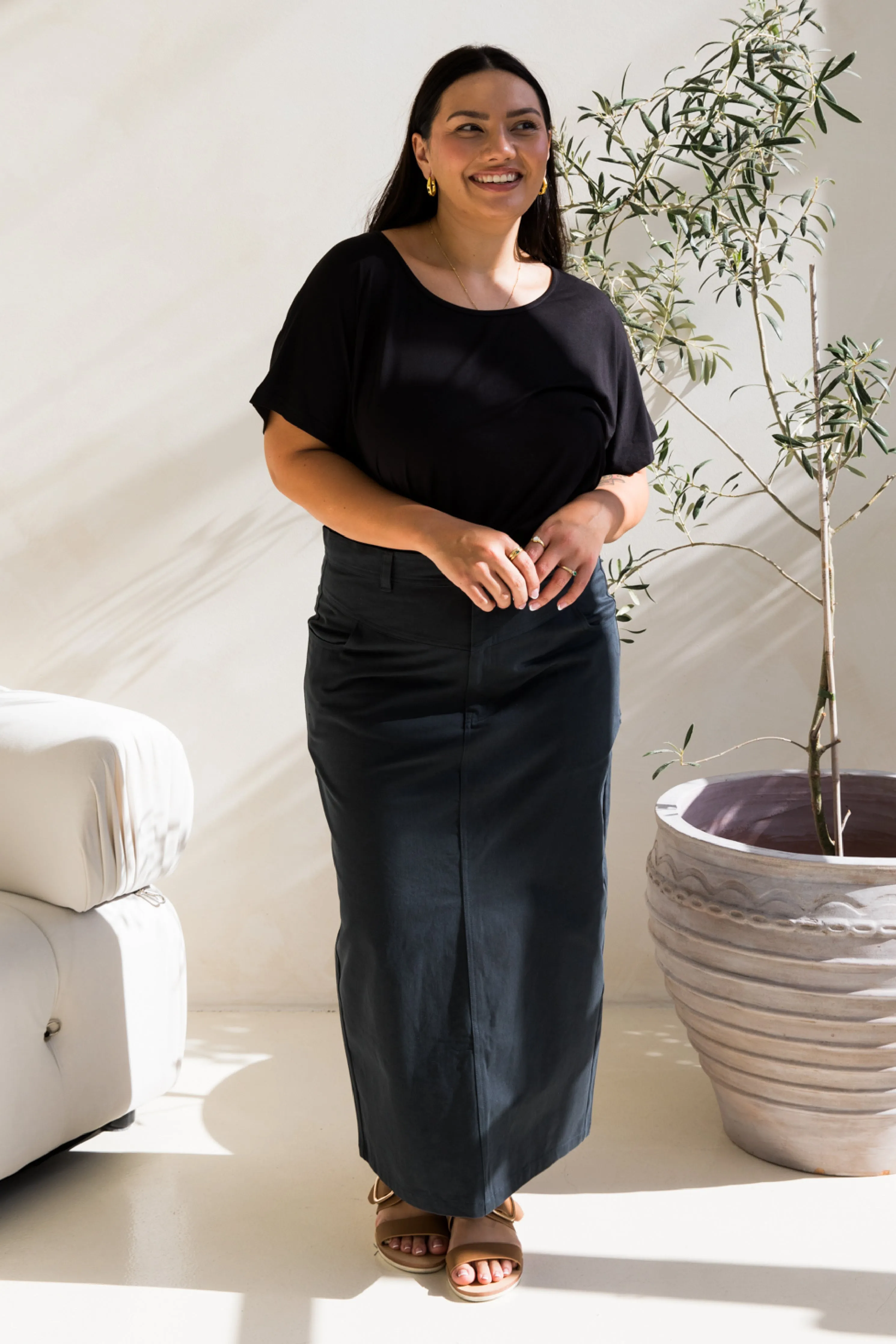 Audrey Maxi Skirt in Mid Charcoal