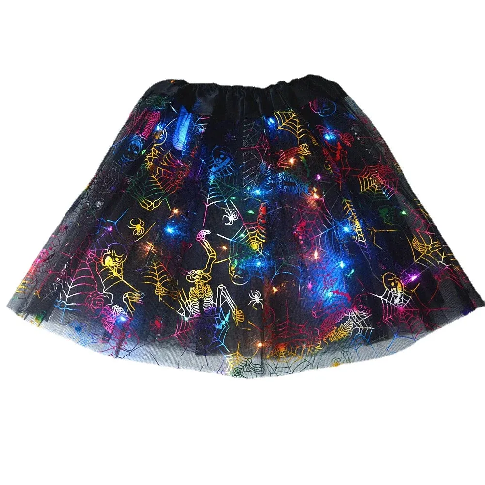 Baby Girl Scary LED Cobweb Tutu Skirt