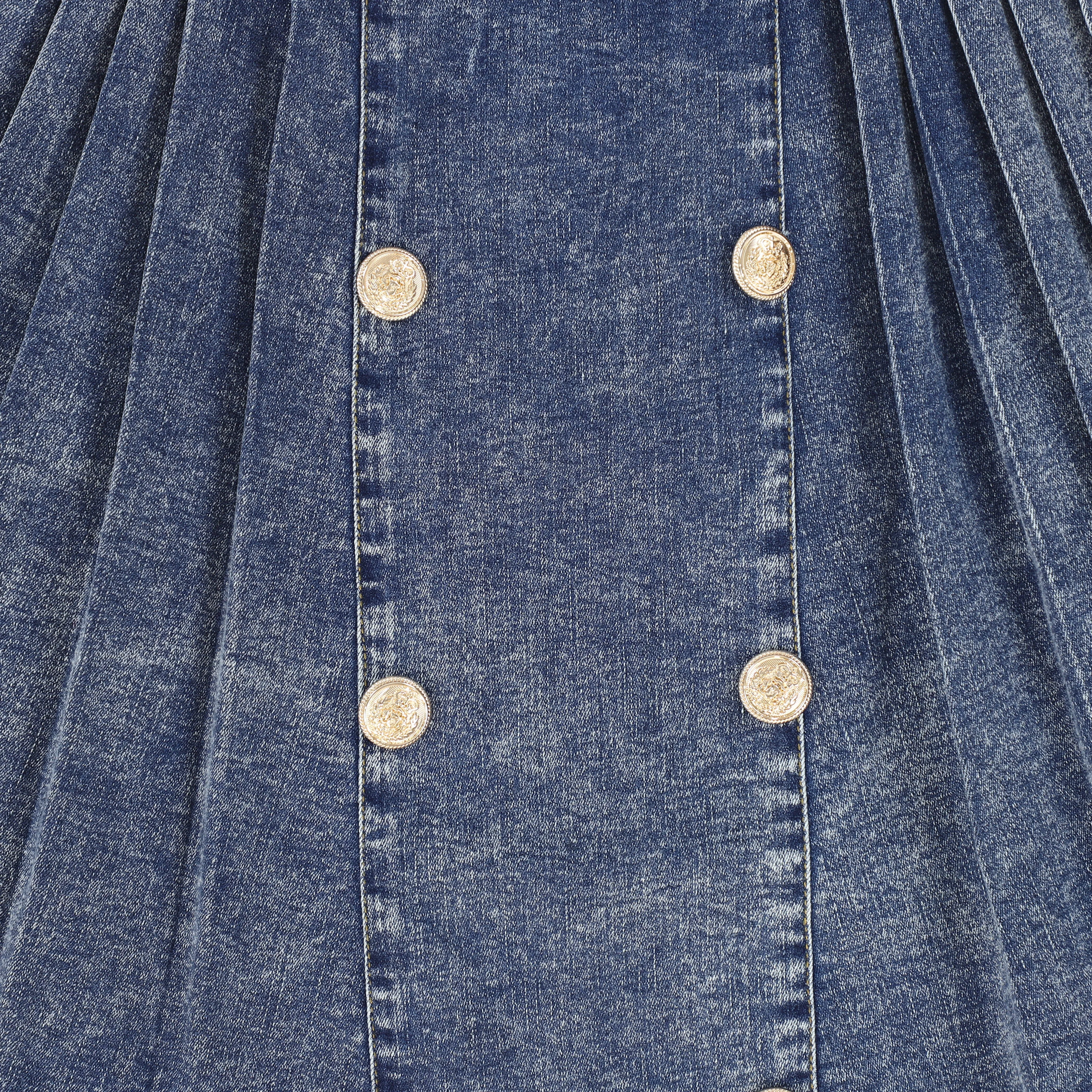 Bace Collection Denim Pleated Double Button Skirt