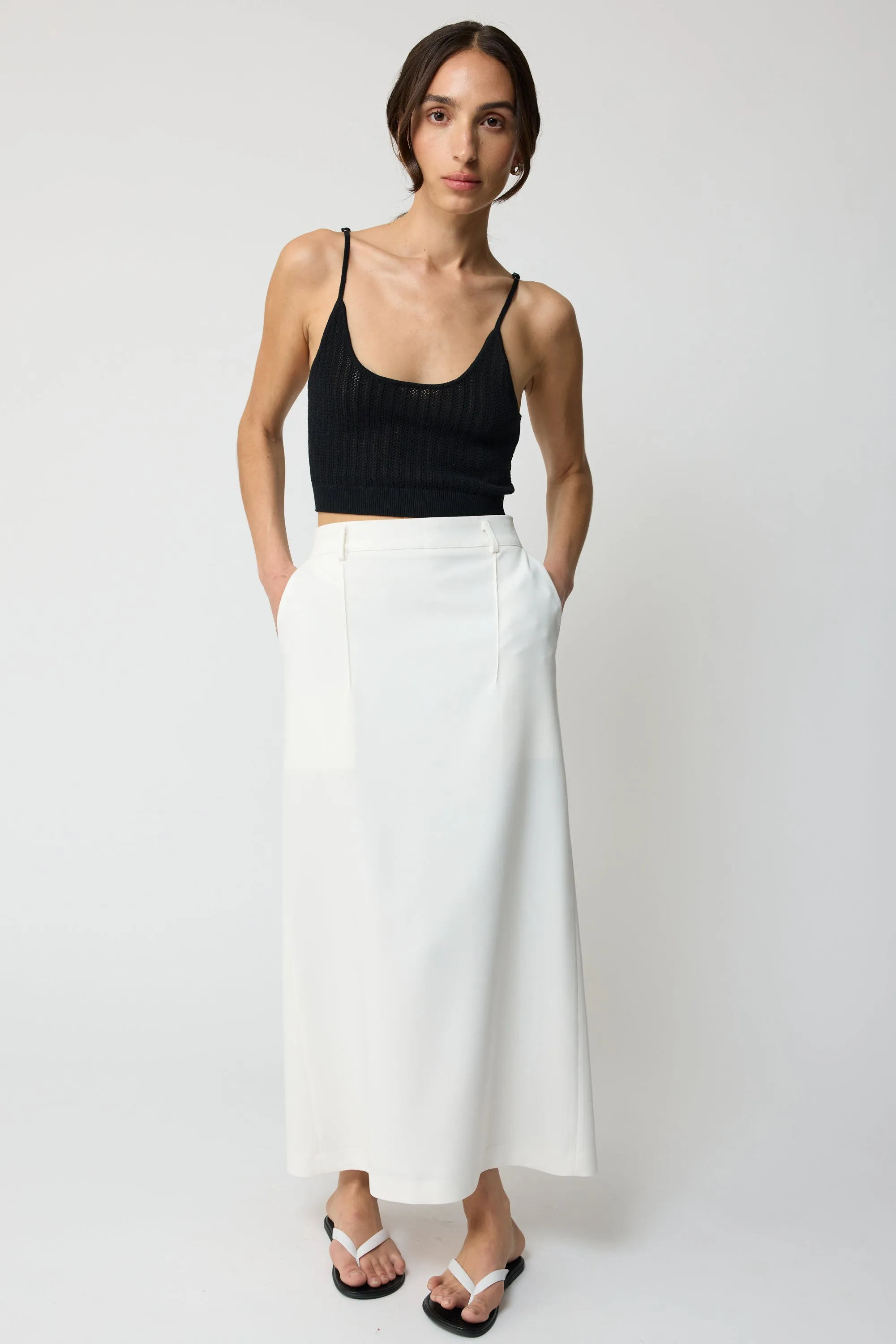 Back Slit Midi Skirt