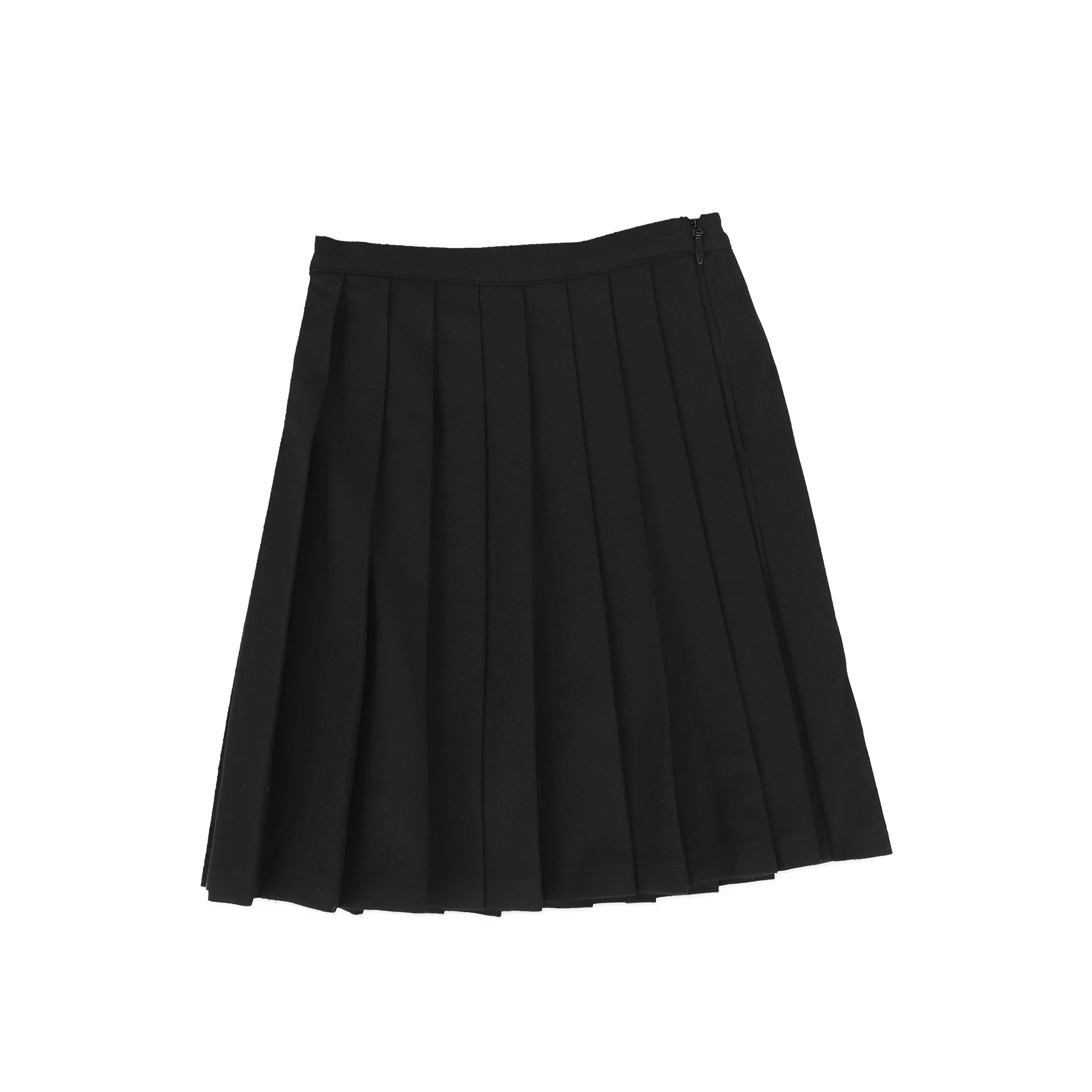 Bamboo Black Wool Pleated Skirt