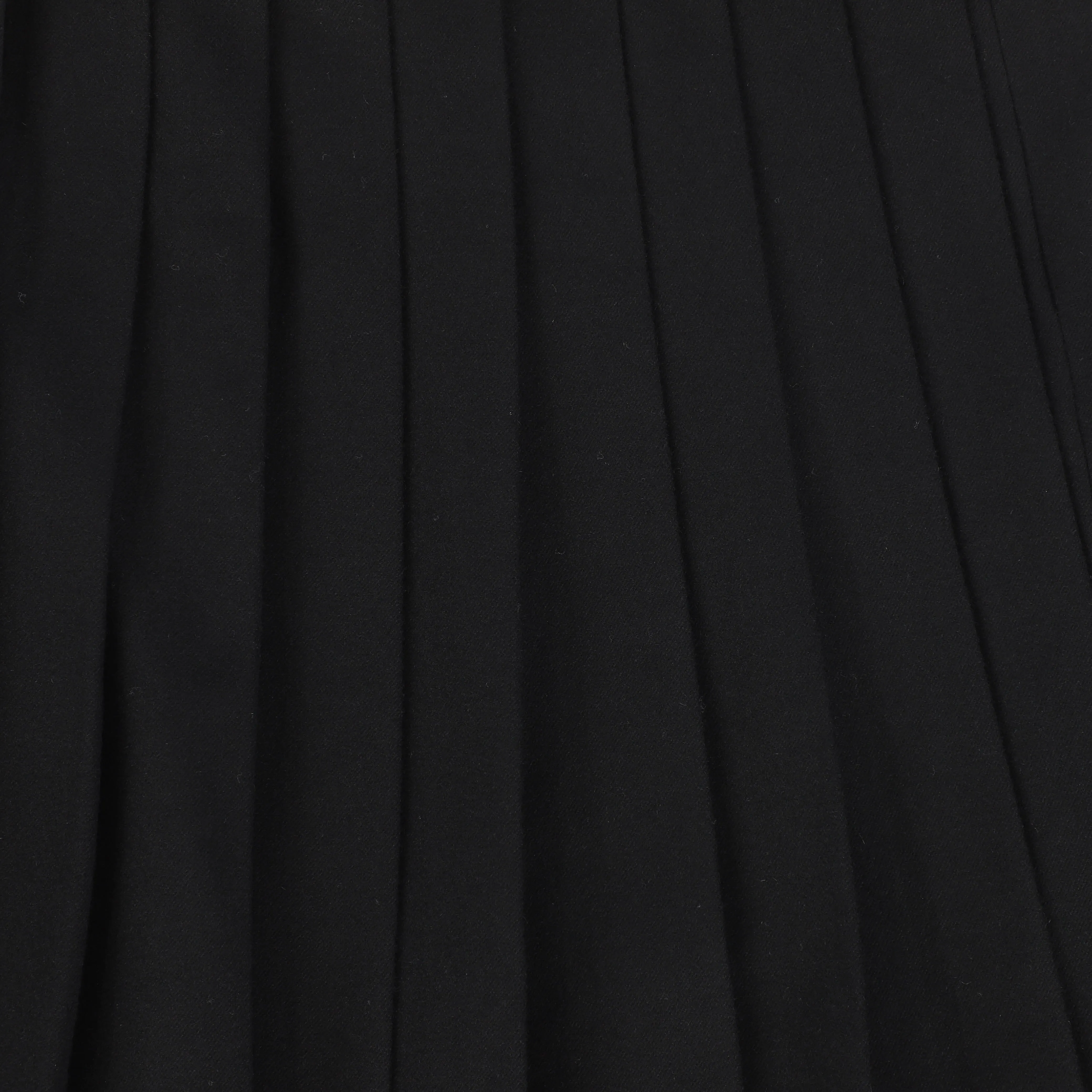 Bamboo Black Wool Pleated Skirt