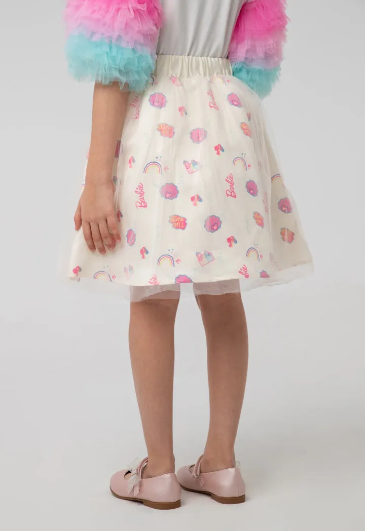 Barbie Tulle Mesh Printed Flare Skirt