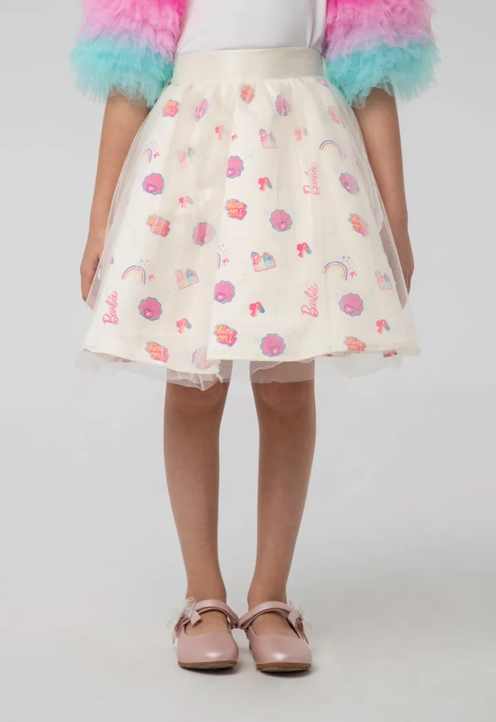 Barbie Tulle Mesh Printed Flare Skirt