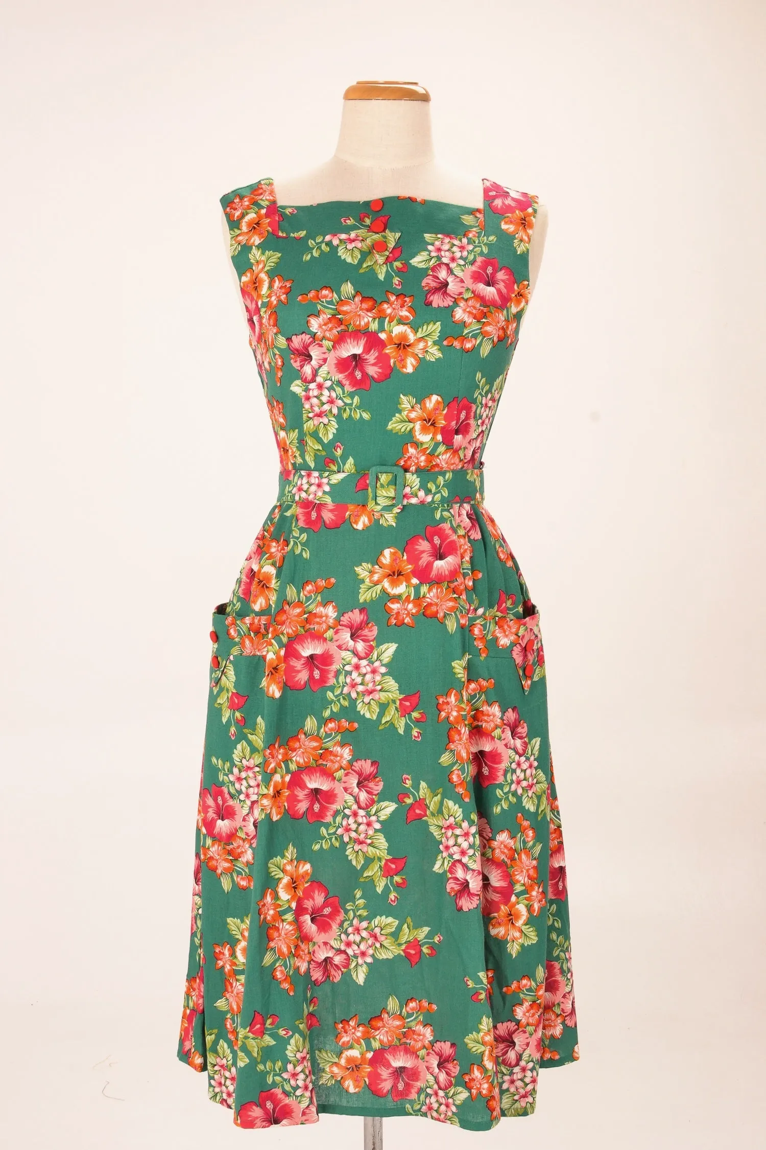 Bee Green & Orange Tropical Dress