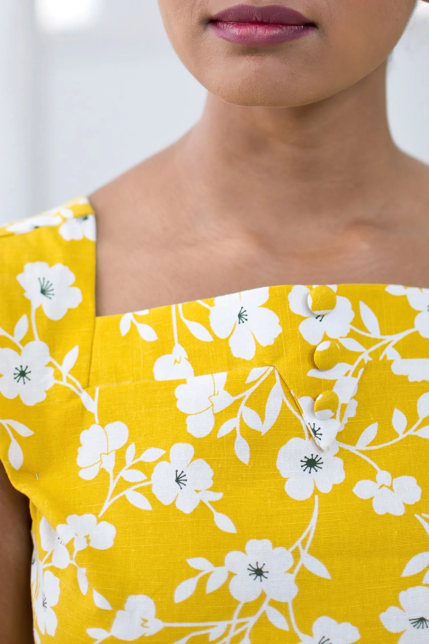 Bee Mustard & Cream Floral Dress