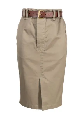 BELTED GABARDINE PENCIL SKIRT