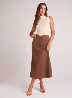 Bias Midi Skirt - Botanical Brown