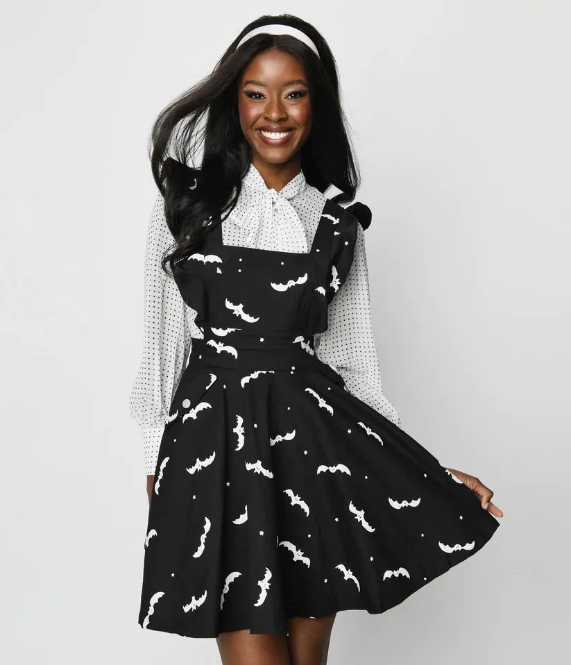 Black & White Bats Ruffle Pinafore