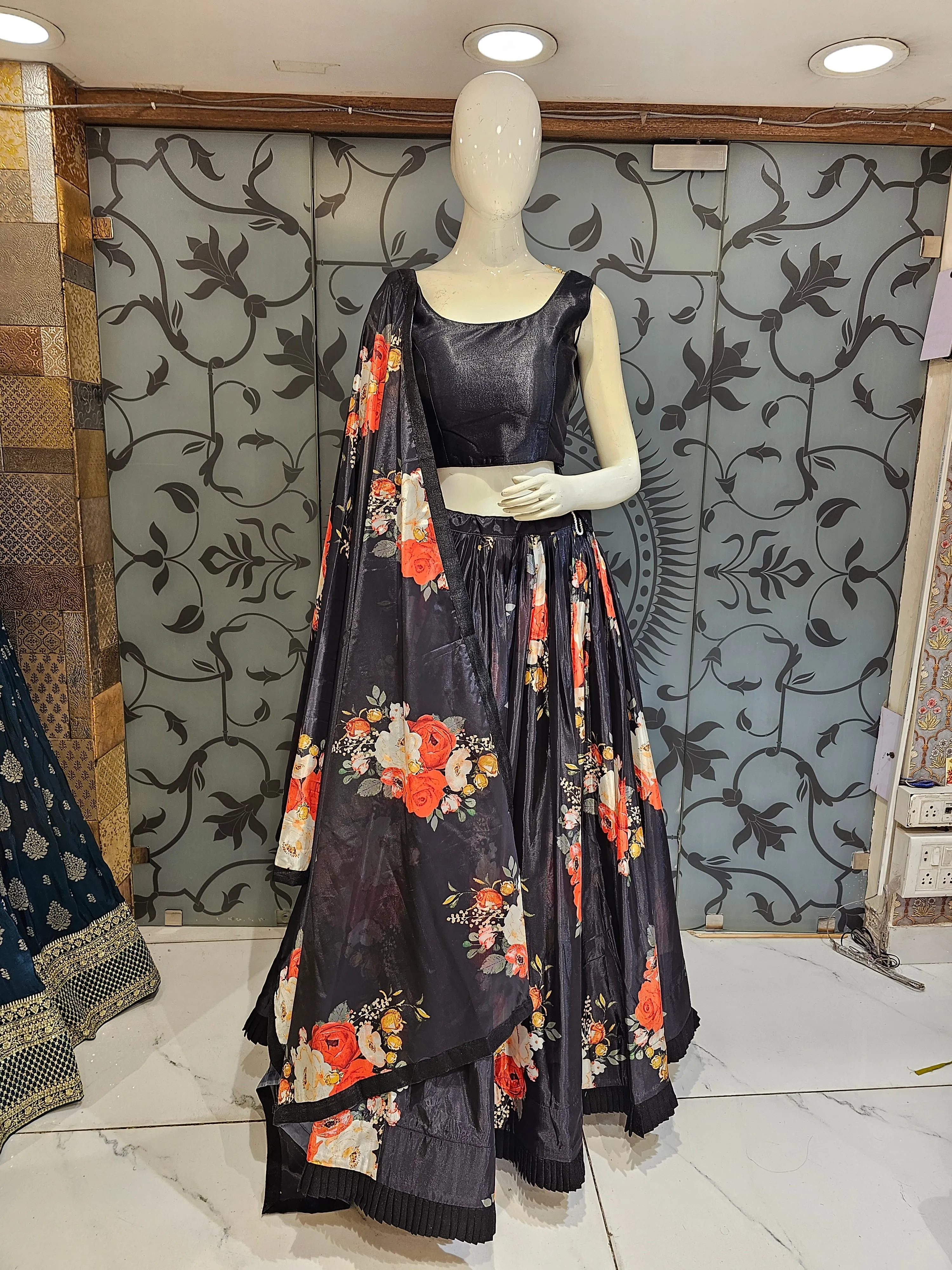 Black Floral Lehenga Choli