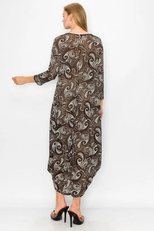 Black Paisley Parachute Dress