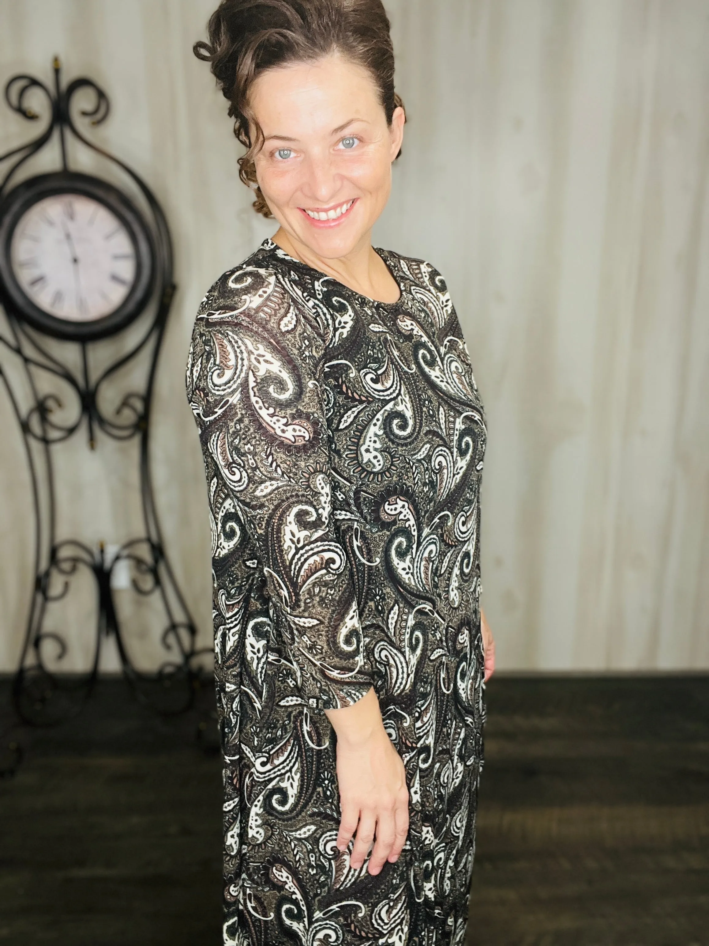 Black Paisley Parachute Dress