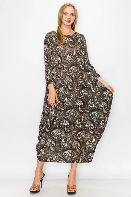 Black Paisley Parachute Dress