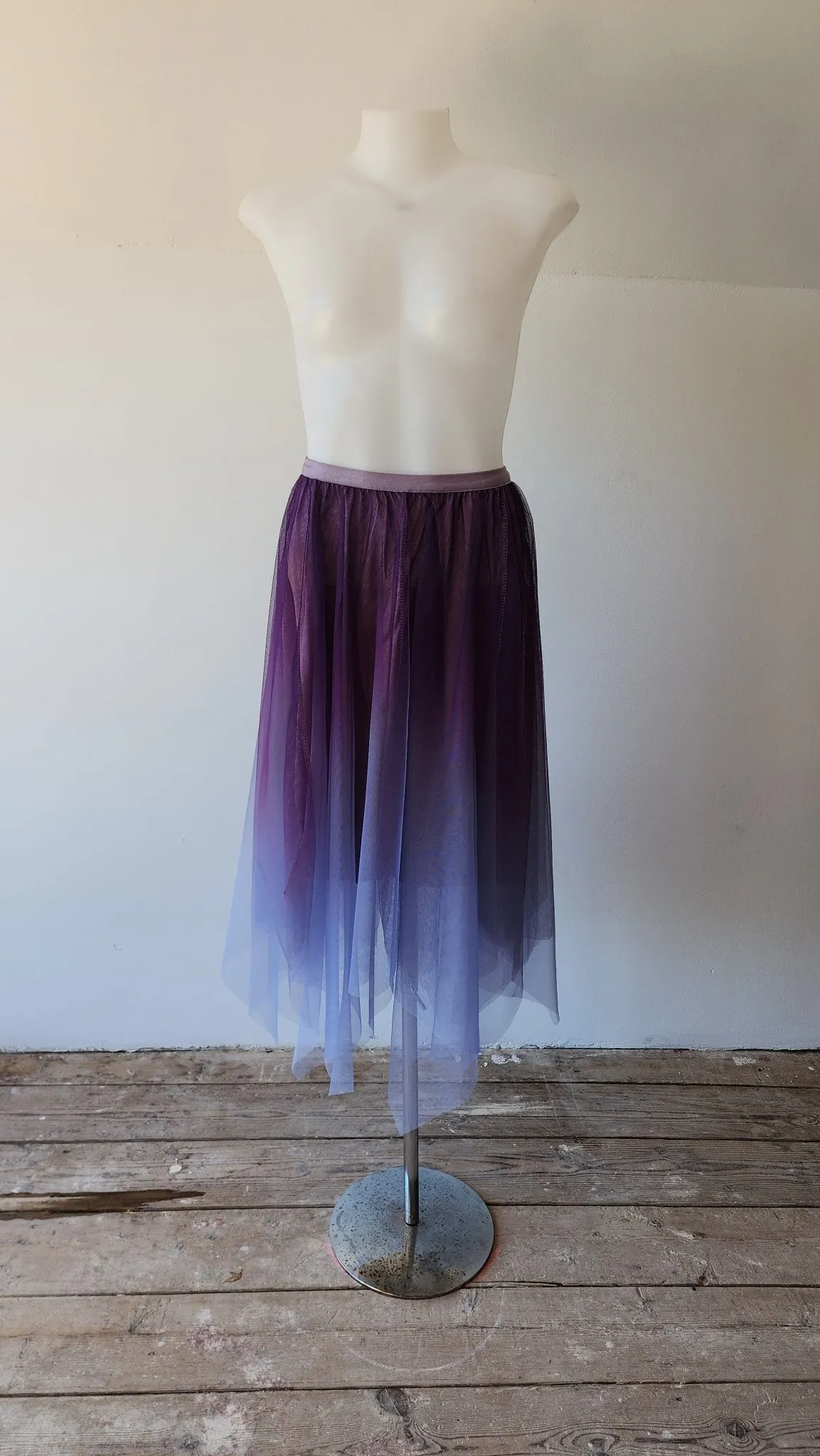 Blue Ombre Tulle midi Skirt