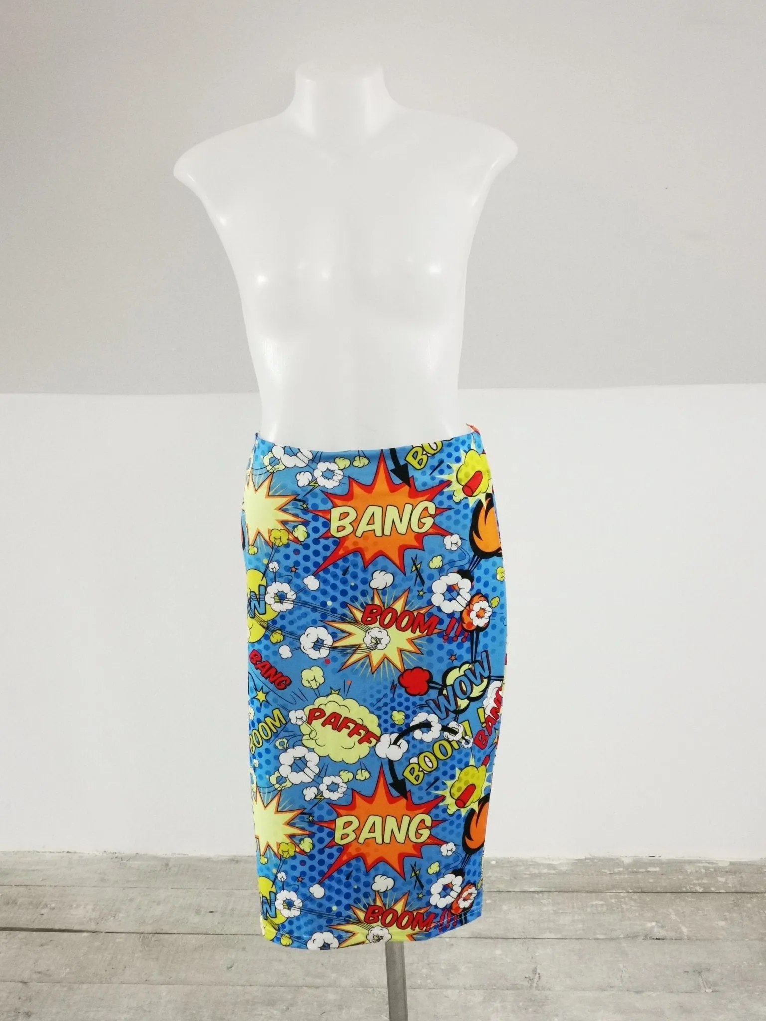 Blue Pop Art Pencil Skirt