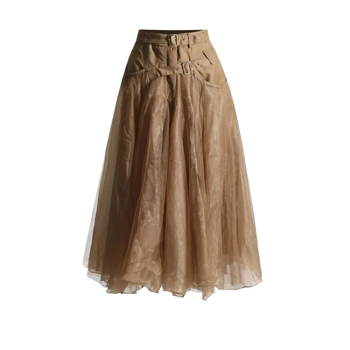 Caramel Chic Tulle Skirt with Buckle Lace Up