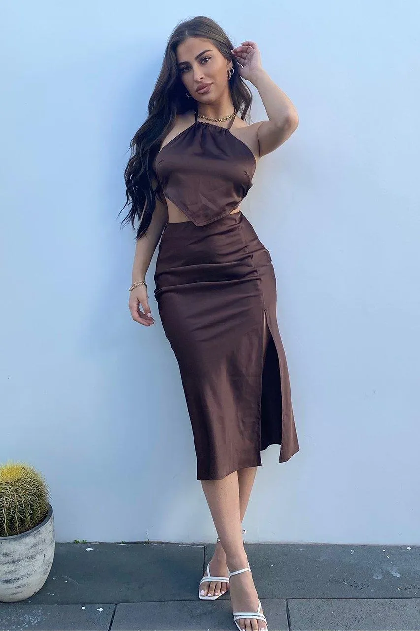 Carma Slip Skirt - Chocolate