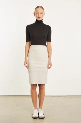 Chalk Leather Pencil Skirt