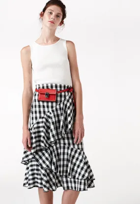 Checkered Ruffle Skirt