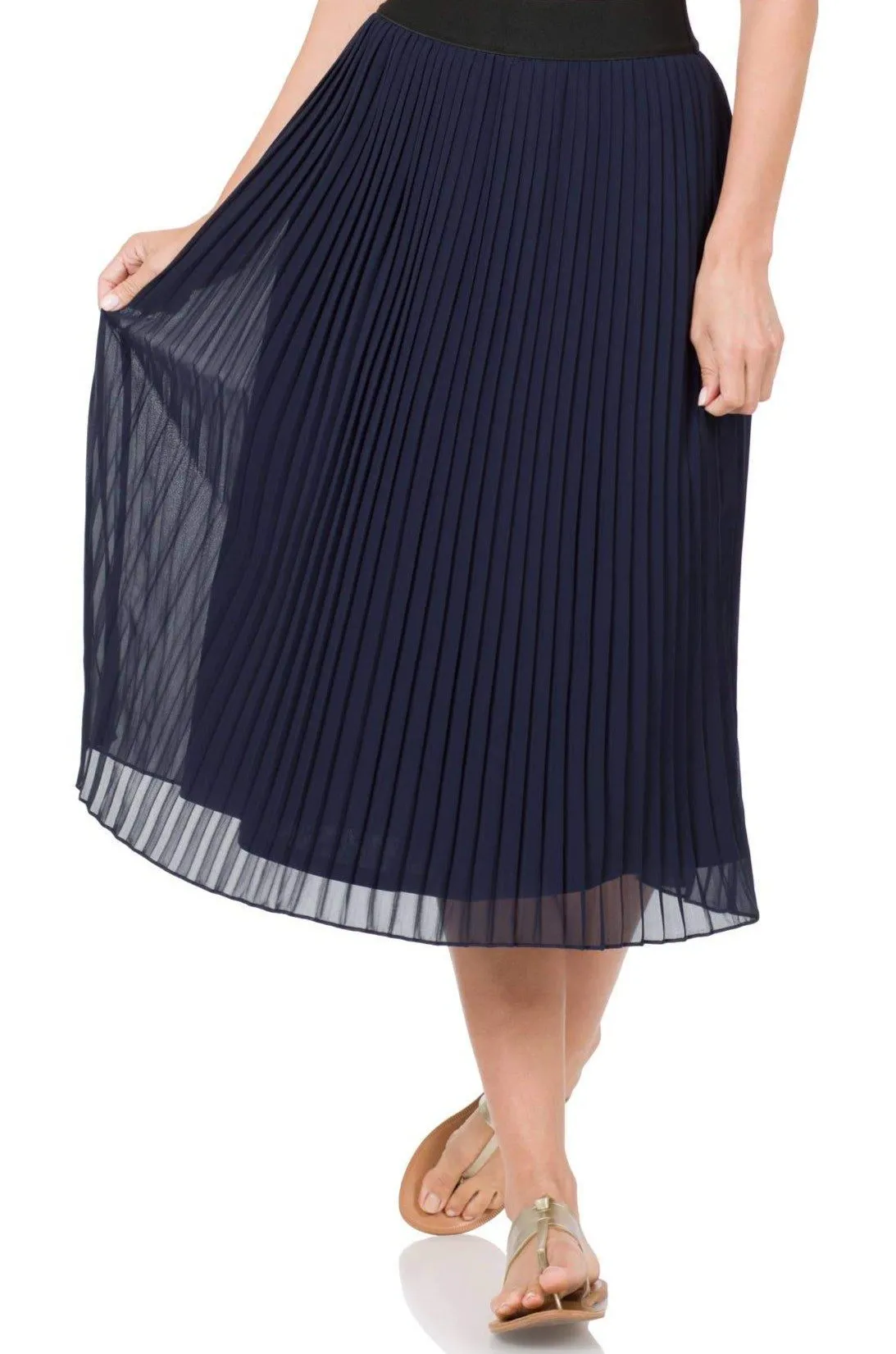 Chiffon Pleated Midi Skirt