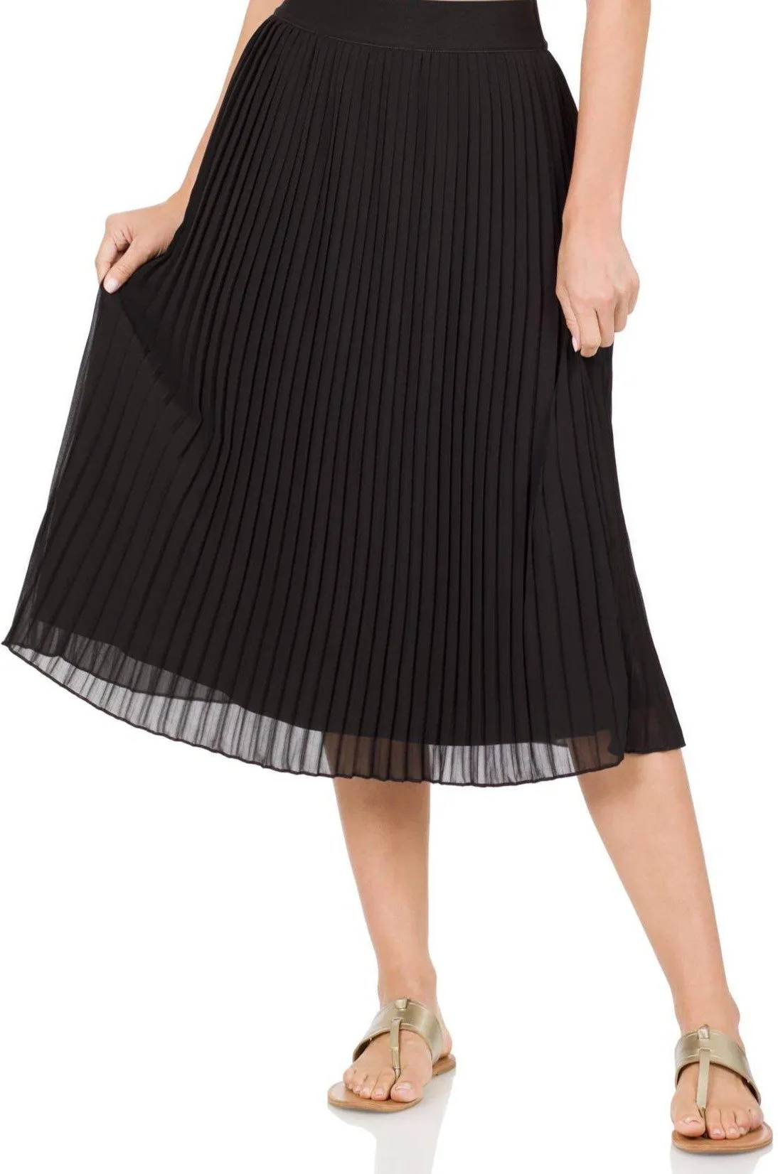 Chiffon Pleated Midi Skirt