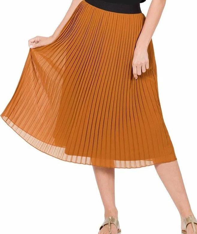 Chiffon Pleated Midi Skirt