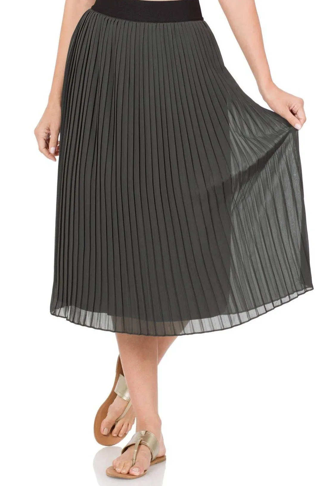 Chiffon Pleated Midi Skirt